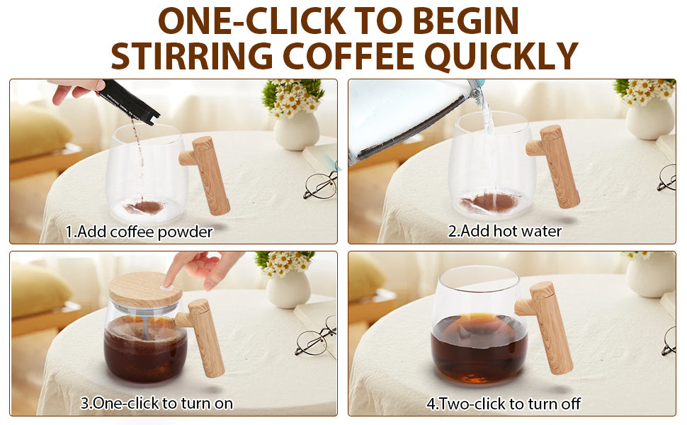 Self Stirring Glass Mug